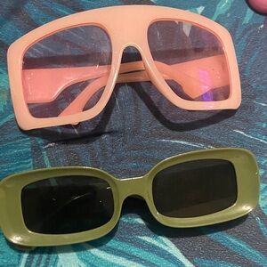 Stylish Pink and Green Sunglasses Set